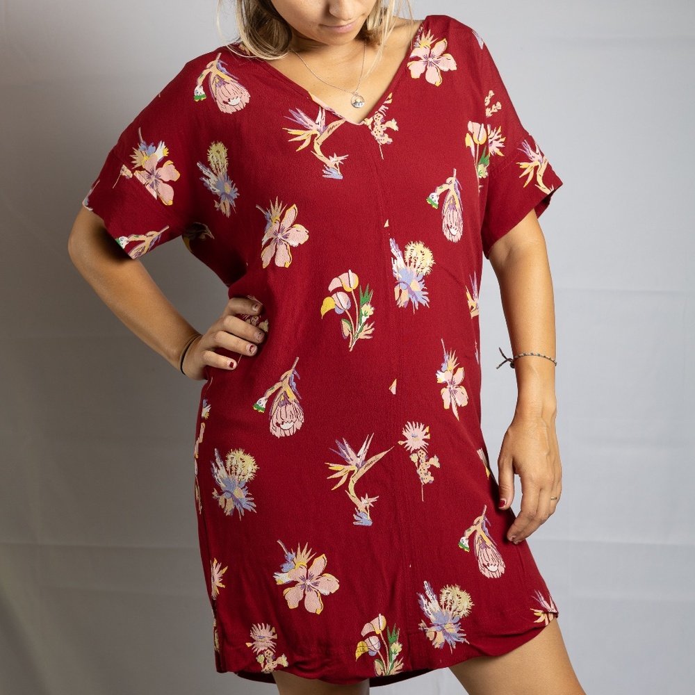 Madewell Oversized Bird Of Paradise Novel Floral Shift Dress Size Small